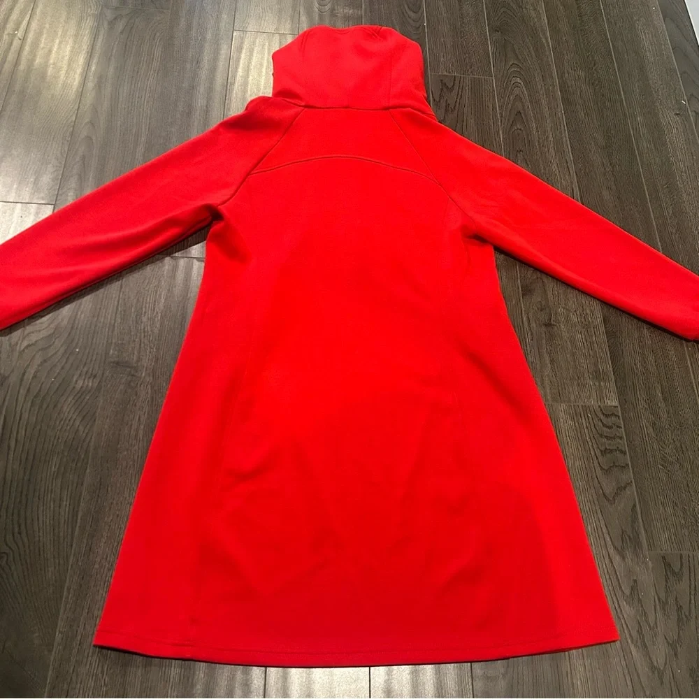 Red Hooded Dress with Zipper - Picture 7 of 11